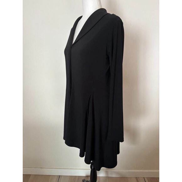 SYMPLI Tunic Top Size 6 Black Lined Collared Heavy Knit Side Pockets Button Up - Picture 6 of 8